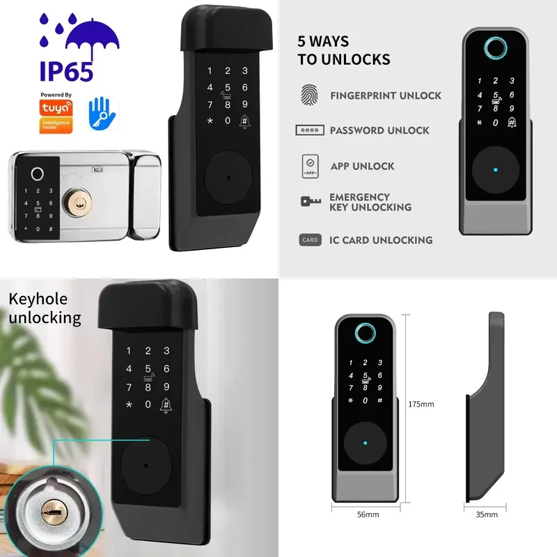 【CHIMU HOME】 Waterproof Rim Gate Smart with Dual-Side Fingerprint Password WiFi APP RFID Digital for Outdoor
【CHIMU HOME】 Waterproof Rim Gate Smart with Dual-Side Fingerprint Password WiFi APP RFID Digital for Outdoor