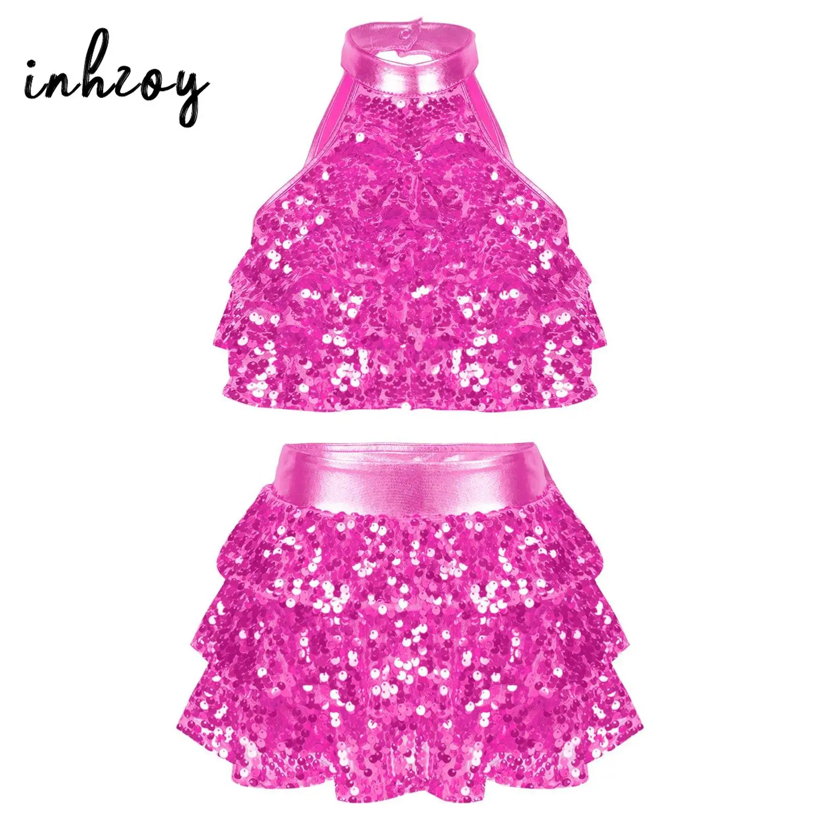 Kids Girls Sparkly Sequins Ballet Dance Outfits Modern Latin Jazz Dancing Performance Costume Ballroom Dancewear Crop Top Skirts
Kids Girls Sparkly Sequins Ballet Dance Outfits Modern Latin Jazz Dancing Performance Costume Ballroom Dancewear Crop Top Skirts