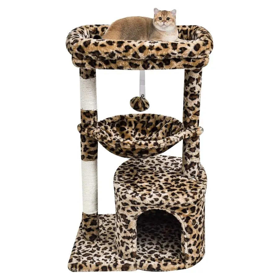 Small Leopard Print Cat Tree for Indoor Cats, Cat Tower with Scratching Post, Modern Cat House with Padded Perch, Kittens Condo
Small Leopard Print Cat Tree for Indoor Cats, Cat Tower with Scratching Post, Modern Cat House with Padded Perch, Kittens Condo