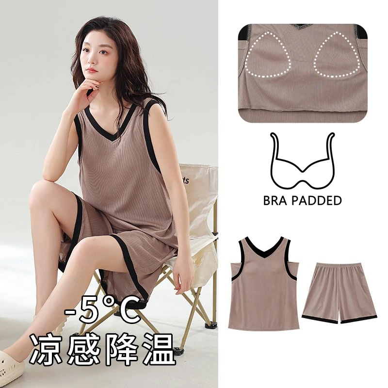 Multi Color Built In Pad Pajama Set Contrast Sleeveless V Neck Tank Top Ruffle Hem Short Pants Women Daily Loungewear Sleepwear
Multi Color Built In Pad Pajama Set Contrast Sleeveless V Neck Tank Top Ruffle Hem Short Pants Women Daily Loungewear Sleepwear