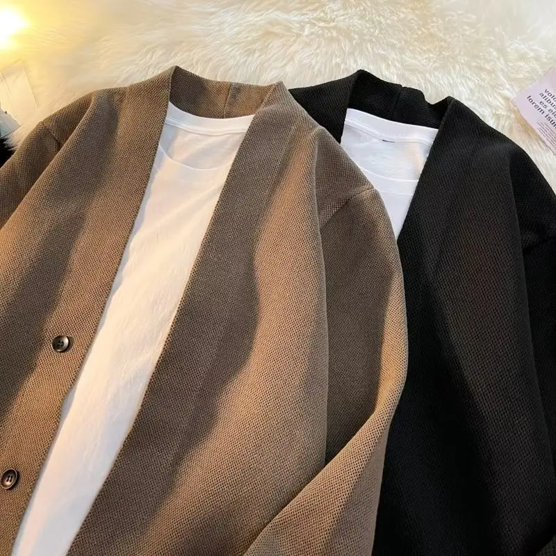 Retro Japanese Sle V-Ne Sweater Jaet Men's Loose Open Cardigan Lazy Sle Knitted Warm Versatile Youth Autumn Winter
Retro Japanese Sle V-Ne Sweater Jaet Men's Loose Open Cardigan Lazy Sle Knitted Warm Versatile Youth Autumn Winter