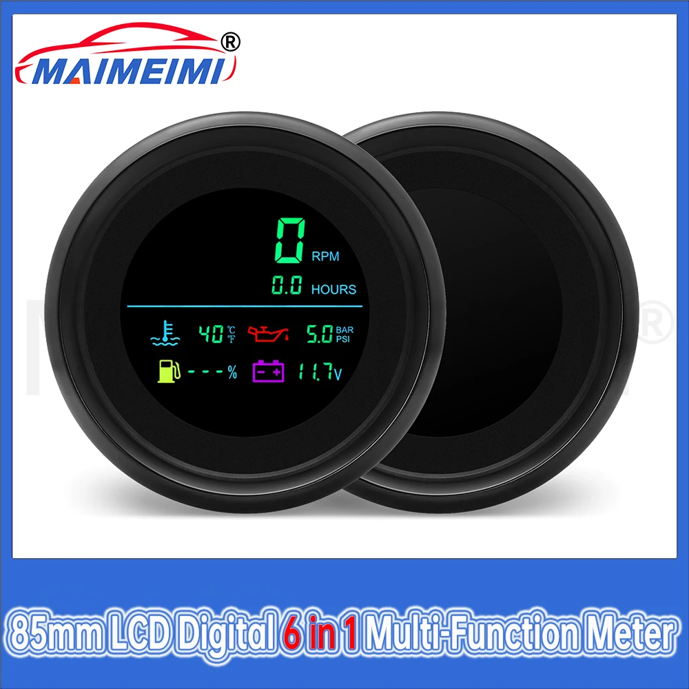 85mm LCD Digital 6 in 1 Multi-Function Meter Tachometer+Fuel Level Gauge+Water Temp Meter+Oil Pressure+Voltage Car Gauge
85mm LCD Digital 6 in 1 Multi-Function Meter Tachometer+Fuel Level Gauge+Water Temp Meter+Oil Pressure+Voltage Car Gauge