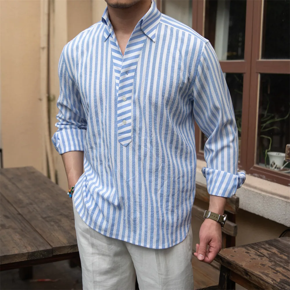2026 Spring Summer Breathable Thin Shirts Men Fashion Striped Long Sleeve Shirts Male Formal Leisure Buttons Blouses L103
2026 Spring Summer Breathable Thin Shirts Men Fashion Striped Long Sleeve Shirts Male Formal Leisure Buttons Blouses L103