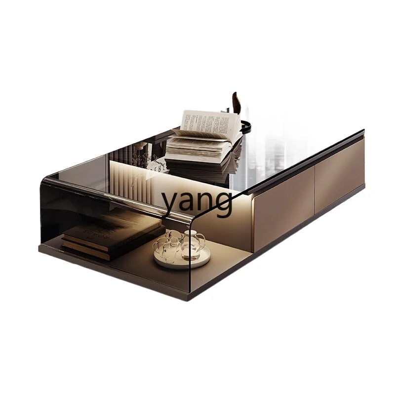 YJQ minimalist living room long coffee table light luxury high-end home tea table original with hot curved glass
YJQ minimalist living room long coffee table light luxury high-end home tea table original with hot curved glass