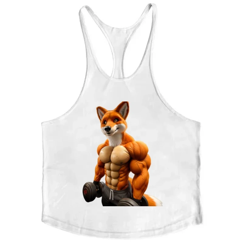 BodybuildingStringerTank, Men’s Vest with Comic Muscle Fox Graphic, Structured ConstructiontoAccentuate Muscle Gains in Training 
BodybuildingStringerTank, Men’s Vest with Comic Muscle Fox Graphic, Structured ConstructiontoAccentuate Muscle Gains in Training