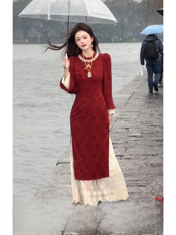 Новое китайское кружевное платье с пэчворком и длинными рукавами, весна 2026, с цветочной вышивкой, комплект для свадьбы, женское
Новое китайское кружевное платье с пэчворком и длинными рукавами, весна 2026, с цветочной вышивкой, комплект для свадьбы, женское