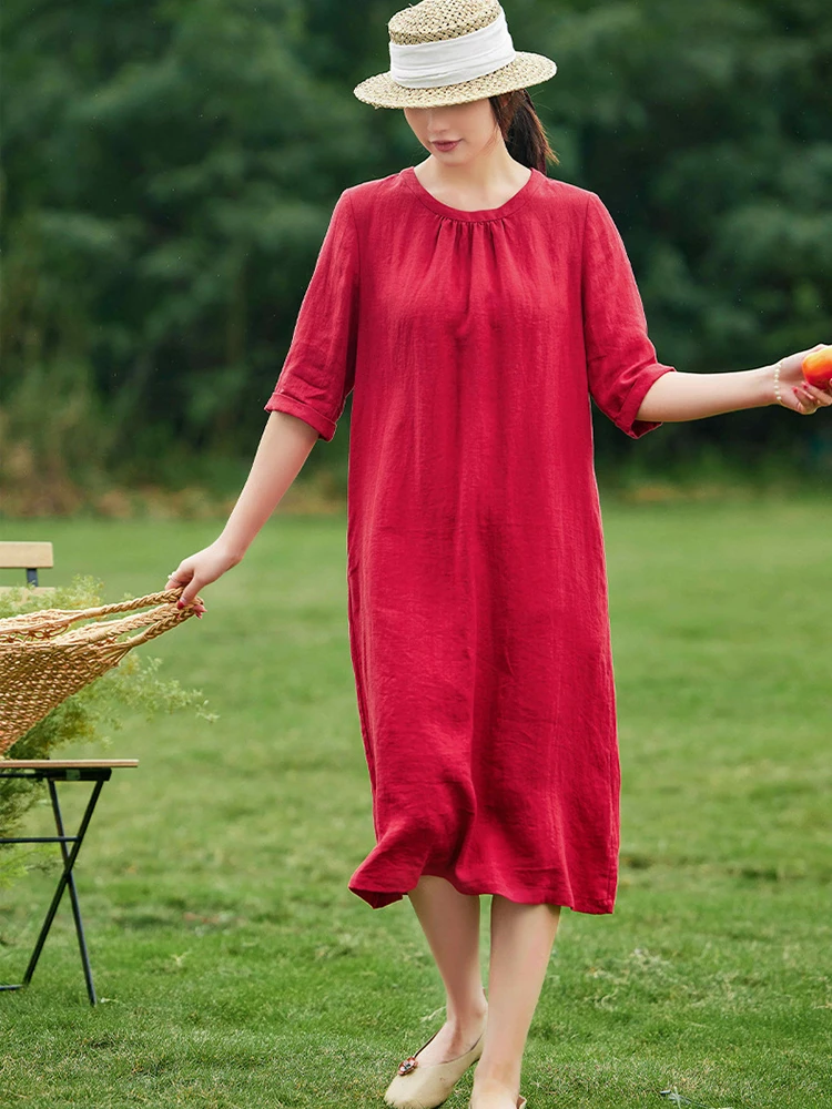 100% Linen Women Casual Dress New Arrival 2026 Summer O-neck Half Sleeve Loose Comfortable Female Red Long Dresses M2745
100% Linen Women Casual Dress New Arrival 2026 Summer O-neck Half Sleeve Loose Comfortable Female Red Long Dresses M2745