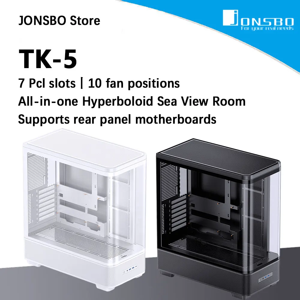 JONSBO TK-5 ATX Computer Desktop Case One-piece hyperbolic glass 360 Water Cooling Gaming PC chassis Side Transparent Shell
JONSBO TK-5 ATX Computer Desktop Case One-piece hyperbolic glass 360 Water Cooling Gaming PC chassis Side Transparent Shell