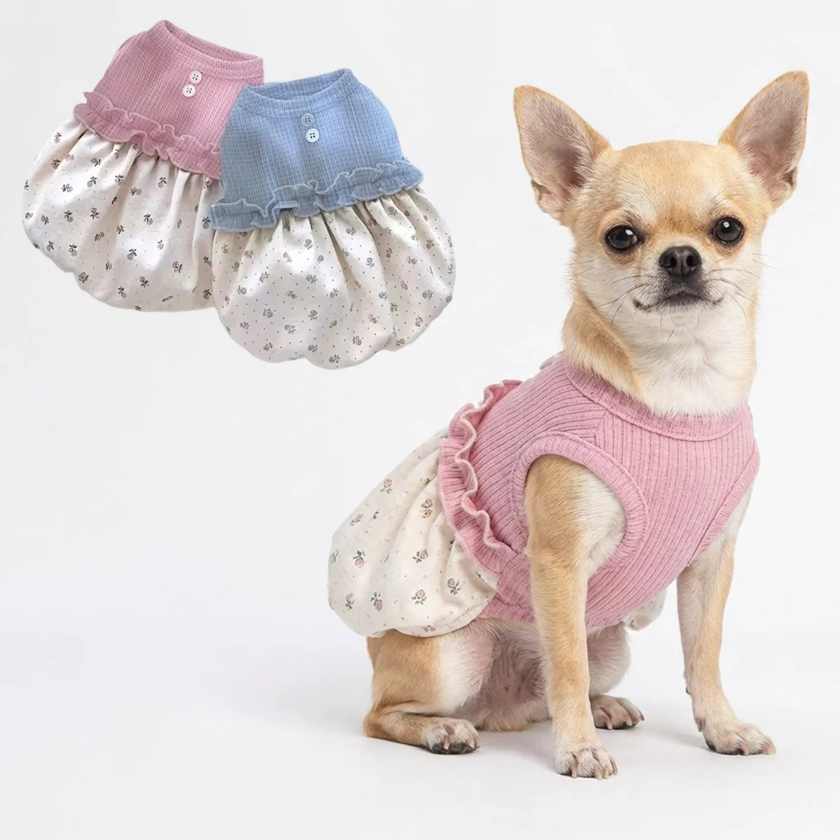 Soft Ribbed Knit Dog Dress with Floral Skirt Ruffle Trim Pet Clothes for Small Dogs Cats 2026 New Puppy Outfit
Soft Ribbed Knit Dog Dress with Floral Skirt Ruffle Trim Pet Clothes for Small Dogs Cats 2026 New Puppy Outfit