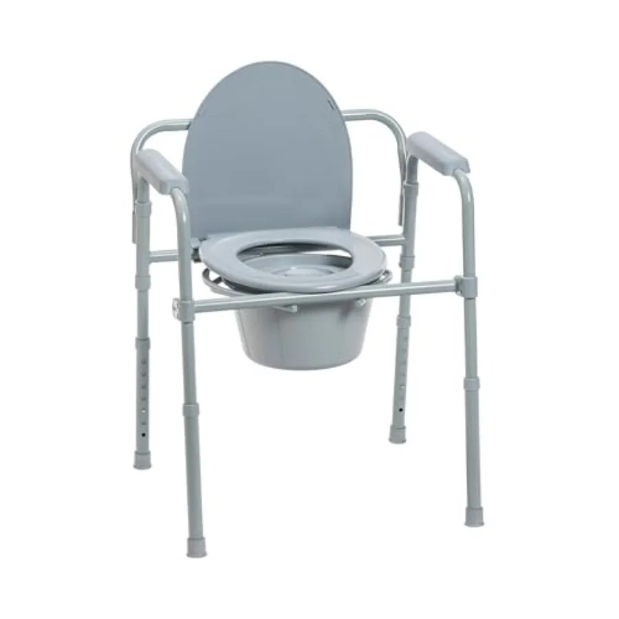 Folding Steel Bedside Commode Chair - Portable 3-in-1 Toilet Solution - Adjustable Height - 7.5 Qt Bucket Included - Durable Po
Folding Steel Bedside Commode Chair - Portable 3-in-1 Toilet Solution - Adjustable Height - 7.5 Qt Bucket Included - Durable Po