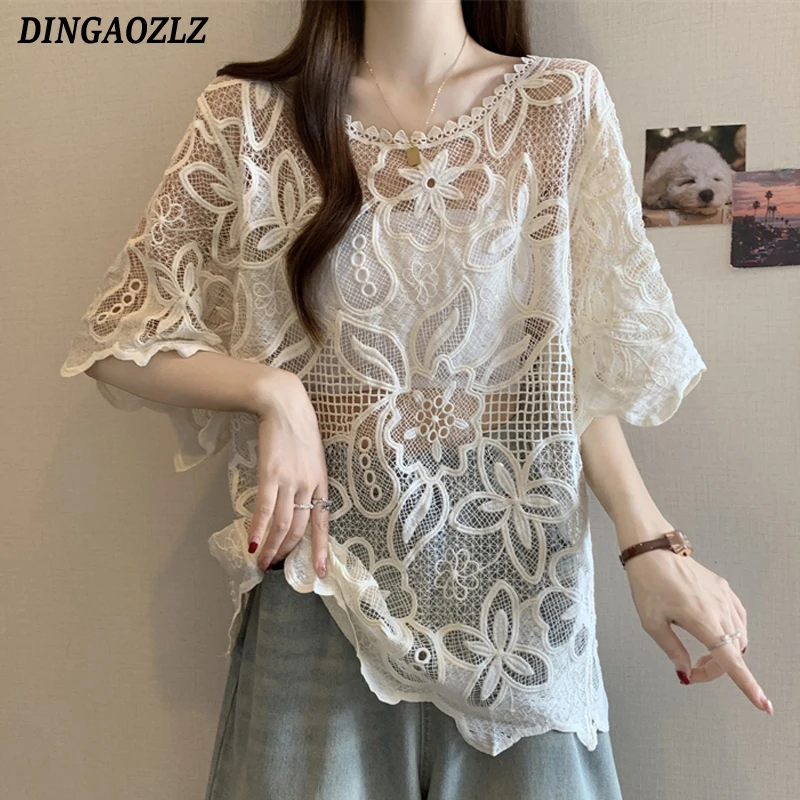 Korean Women Embroidery Tops Summer Hook Flower Hollow Out Blouse Loose Casual Clothing Knitted Pullovers Blouse
Korean Women Embroidery Tops Summer Hook Flower Hollow Out Blouse Loose Casual Clothing Knitted Pullovers Blouse