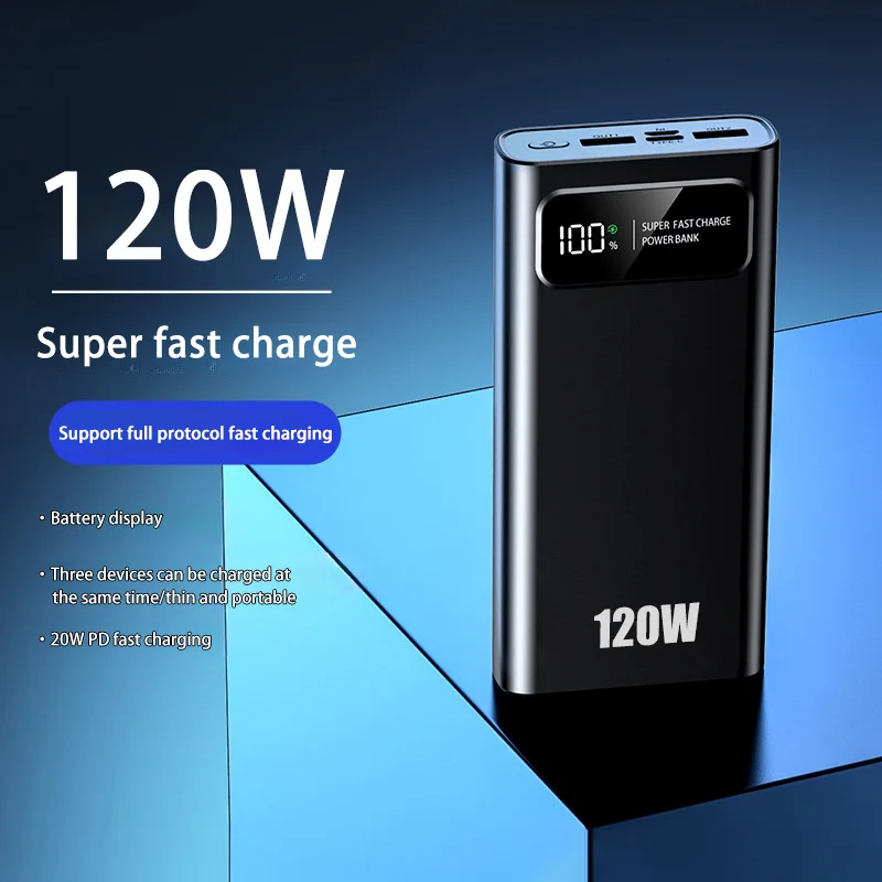 200000mAh Power Bank 120W Super Fast Charging Battery High Capacity Digital Display Power Bank For iPhone Samsung Huawei Xiaomi 200000mAh Power Bank 120W Super Fast Charging Battery High Capacity Digital Display Power Bank For iPhone Samsung Huawei Xiaomi
