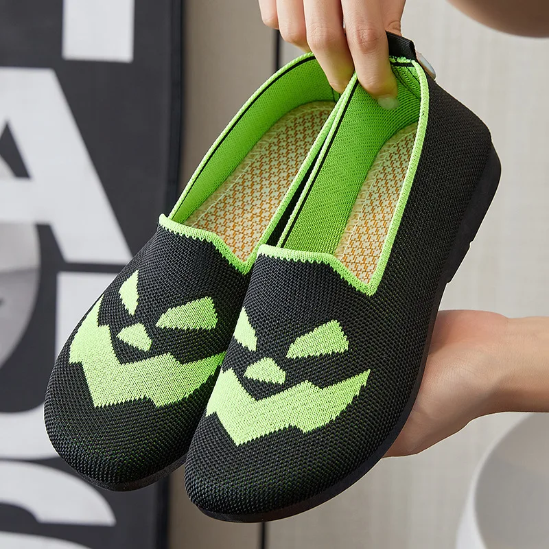 Женские лоферы на плоской подошве с тыквой на Хэллоуин, женские праздничные модельные туфли без шнуровки, туфли босиком, женские балетки на плоской подошве
Женские лоферы на плоской подошве с тыквой на Хэллоуин, женские праздничные модельные туфли без шнуровки, туфли босиком, женские балетки на плоской подошве