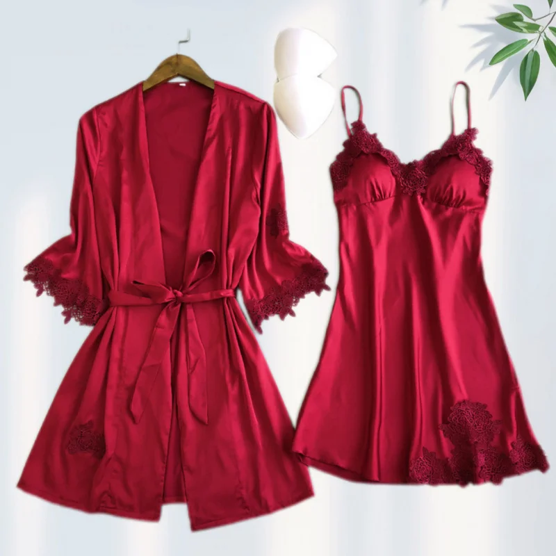 Plus Size Two Piece Homewear Camisole Gown And Robe With Chest Pad Korean European Style Soft Light Loungewear For Women
Plus Size Two Piece Homewear Camisole Gown And Robe With Chest Pad Korean European Style Soft Light Loungewear For Women