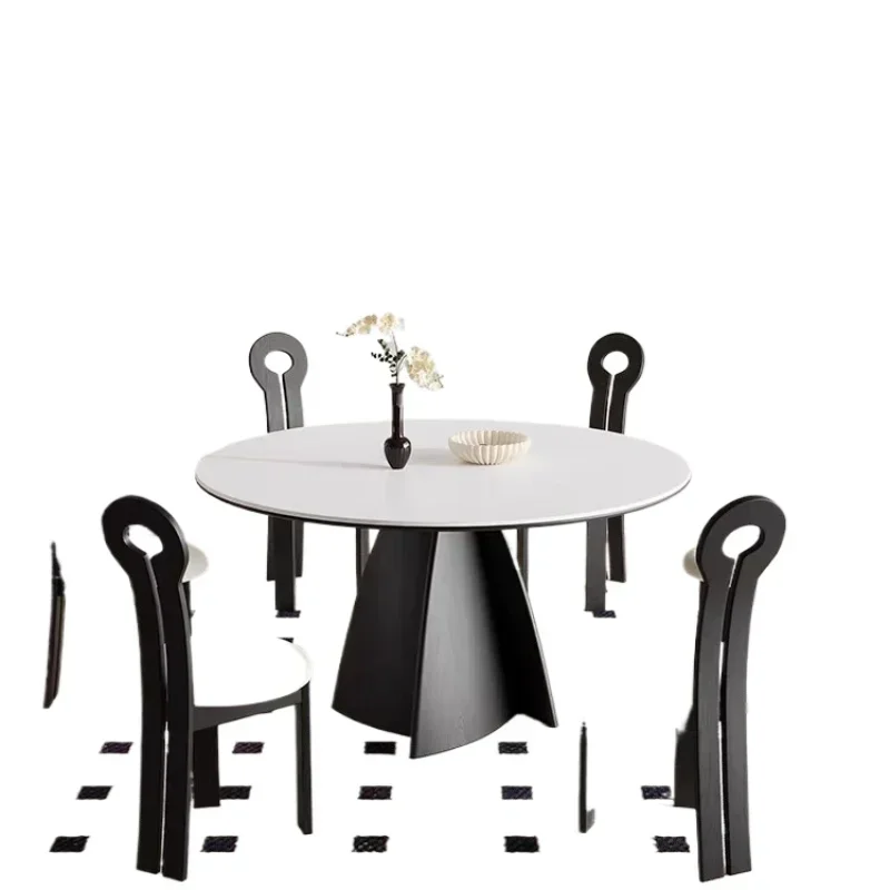 Nordic solid wood quiet wind, round dining table, light luxury rock slab table
Nordic solid wood quiet wind, round dining table, light luxury rock slab table