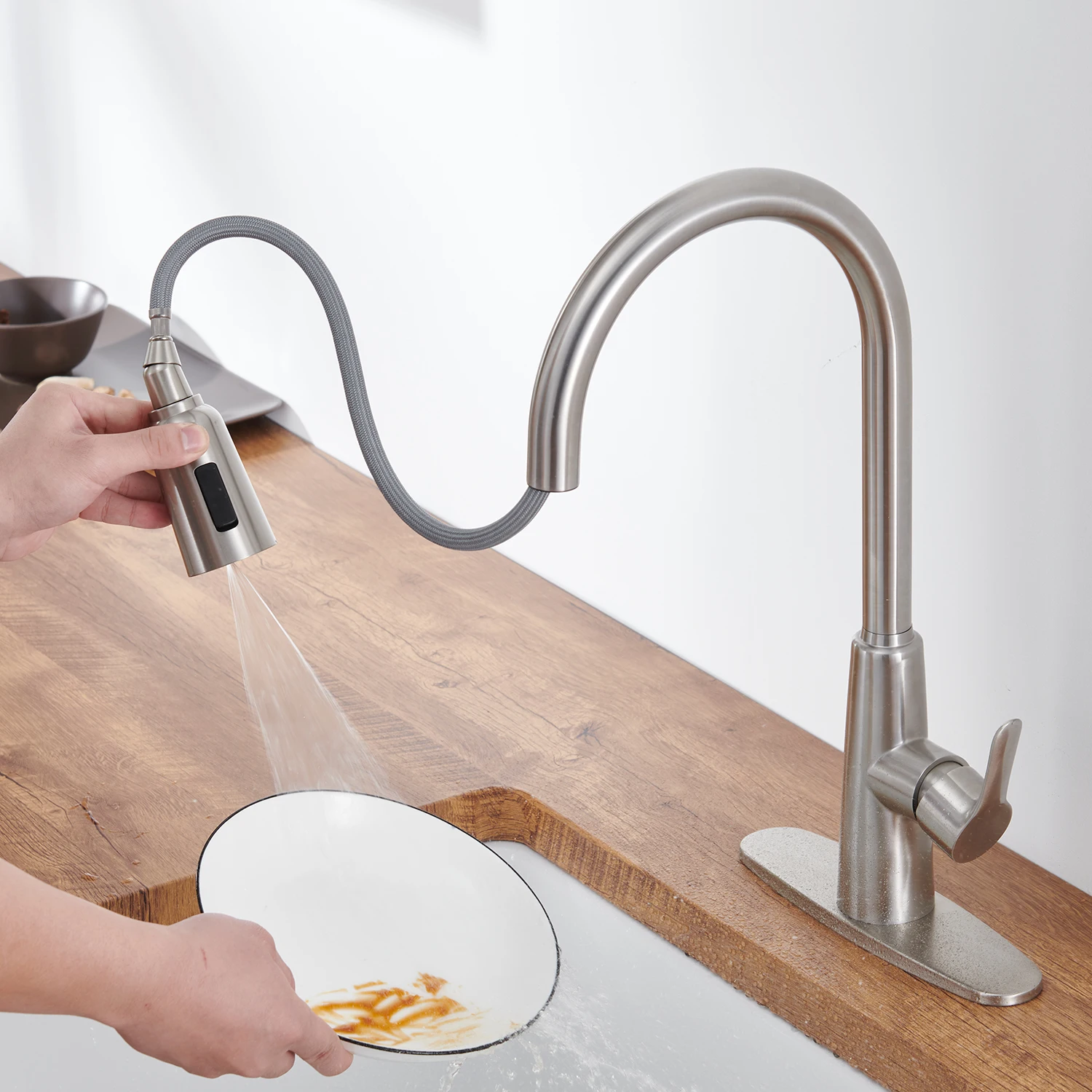 Kitchen Sink Faucet with Pull Out Sprayer Stainless Steel High Arc Kitchen Sink Faucet 3 Setting Single Handle Kitchen Faucet
Kitchen Sink Faucet with Pull Out Sprayer Stainless Steel High Arc Kitchen Sink Faucet 3 Setting Single Handle Kitchen Faucet