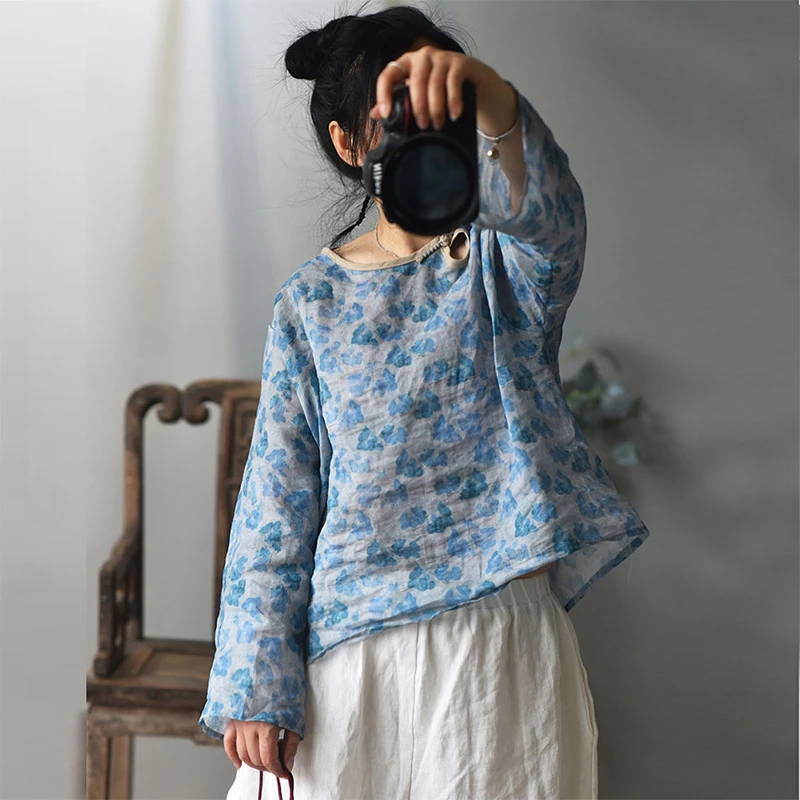 Women Casual Blouses Shirts New Arrival 2025 Spring Vintage Style O-neck Floral Print Loose Female Long Sleeve Ramie Tops M439
Women Casual Blouses Shirts New Arrival 2025 Spring Vintage Style O-neck Floral Print Loose Female Long Sleeve Ramie Tops M439
