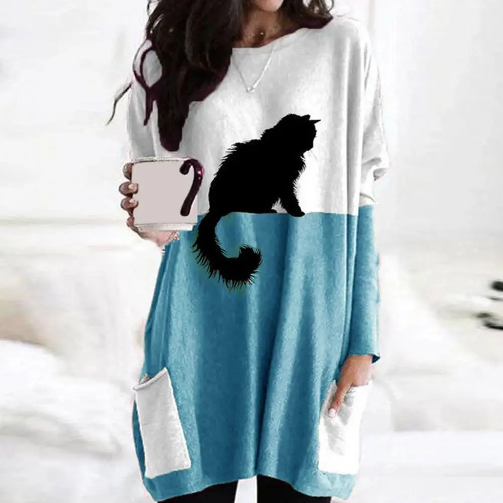 M-4XL Women Tops New Black Cat Print Round Neck Pullover Stretchy Stylish with Pocket Long Sleeve T-Shirt Casual Plus Size Top
M-4XL Women Tops New Black Cat Print Round Neck Pullover Stretchy Stylish with Pocket Long Sleeve T-Shirt Casual Plus Size Top