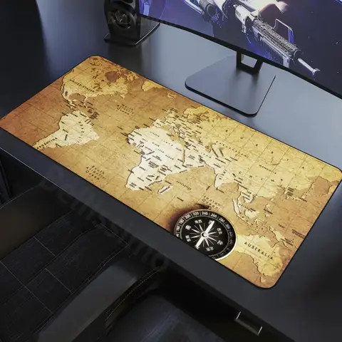Large Gaming Lock Edge Mouse Mat Old World Map Xxl 1200x600 Keyboard Pad Desk Mat Table Mat Gamer Mouse Pad for Laptop Notebook