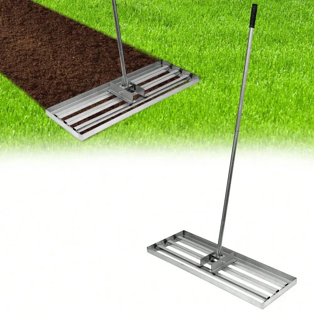 Lawn Leveling Rake,Heavy Duty Lawn Leveler With Adjustable Handle,Steel Leveling Rake For Grass,Golf Field,Level Soil Or Dirt G