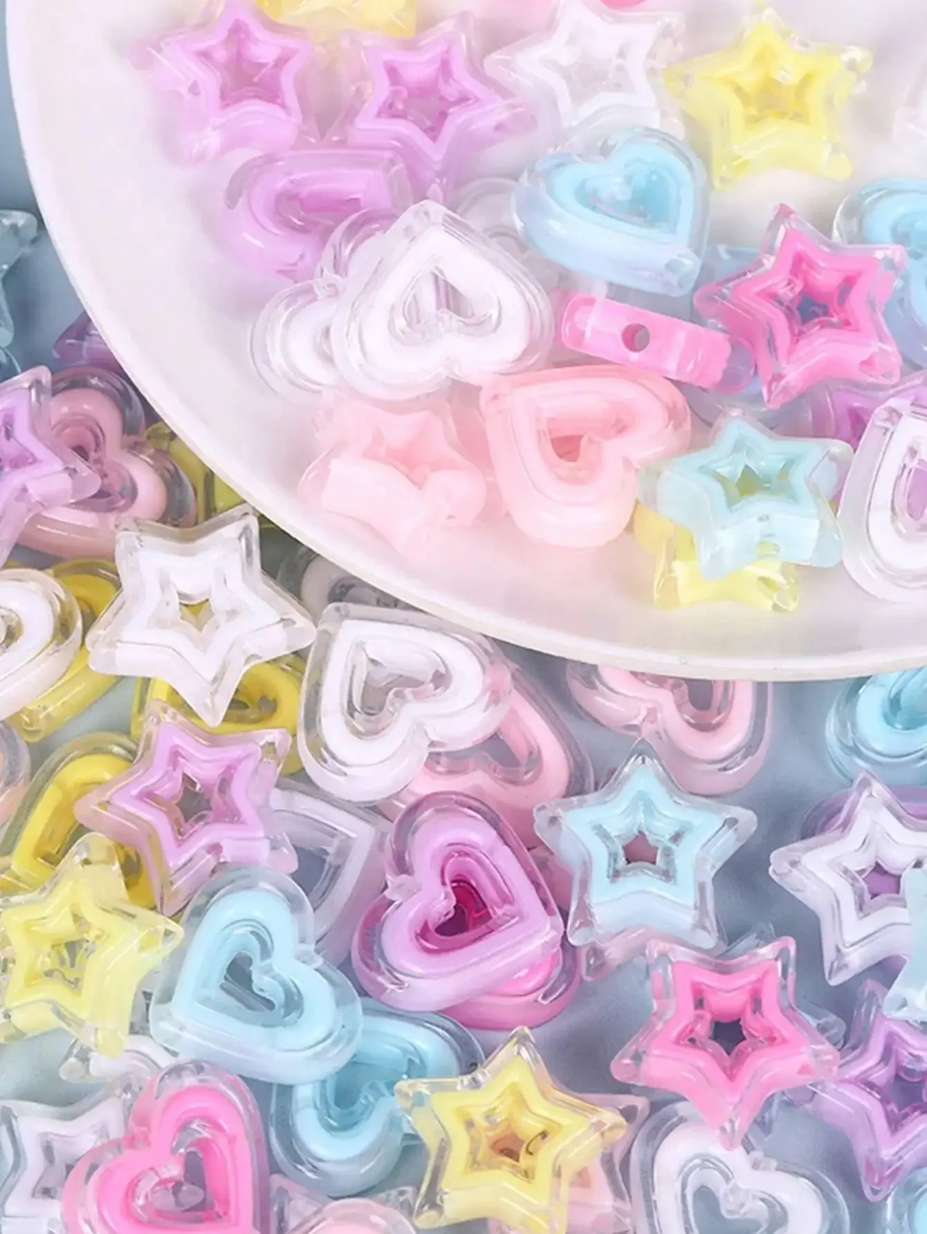 20pcs Transparent Heart & Star Shaped Acrylic Beads With Holes, DIY Phone Charm Accessories
20pcs Transparent Heart & Star Shaped Acrylic Beads With Holes, DIY Phone Charm Accessories
