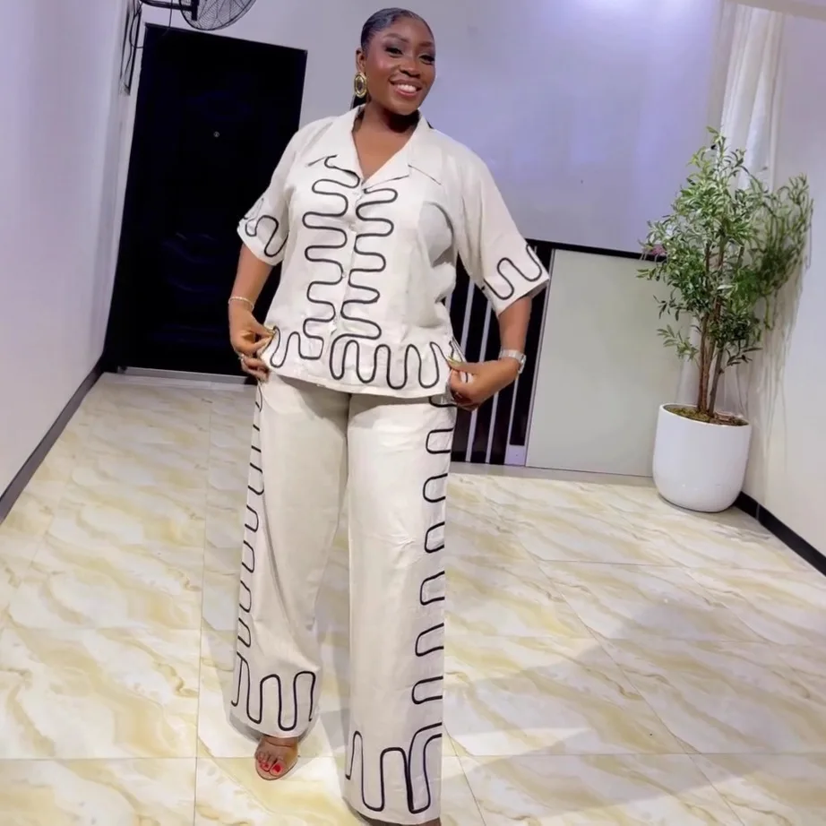 2025 New Fashion Printed Button Shirt + Wide Leg Pants Two-piece Sets Women Summer Casual Loose Top And Pants Suit For Women
2025 New Fashion Printed Button Shirt + Wide Leg Pants Two-piece Sets Women Summer Casual Loose Top And Pants Suit For Women