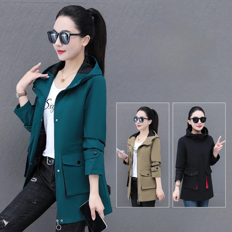 Spring 2025 Women's Casual Hooded Workwear Jaet Long Coat Middle-aged Mom Loose Fit Korean Sle Windbreaker Outerwear
Spring 2025 Women's Casual Hooded Workwear Jaet Long Coat Middle-aged Mom Loose Fit Korean Sle Windbreaker Outerwear