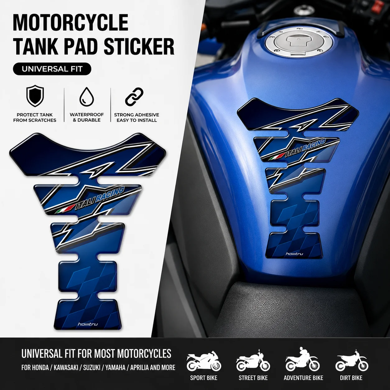 Motorcycle Tank Pad Sticker Universal for Honda CBR Kawasaki Suzuki GSXR Yamaha R1 R6 FZ1 FZ6 FZ8
Motorcycle Tank Pad Sticker Universal for Honda CBR Kawasaki Suzuki GSXR Yamaha R1 R6 FZ1 FZ6 FZ8