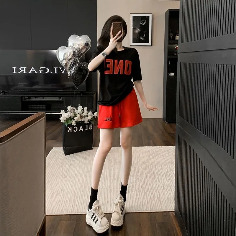 Summer Women's Dopaamine Short Sleeve Shorts Set Slimming Cute Two-Piece Cotton Blend round Neck Casual Sportswear Ensemble
Summer Women's Dopaamine Short Sleeve Shorts Set Slimming Cute Two-Piece Cotton Blend round Neck Casual Sportswear Ensemble