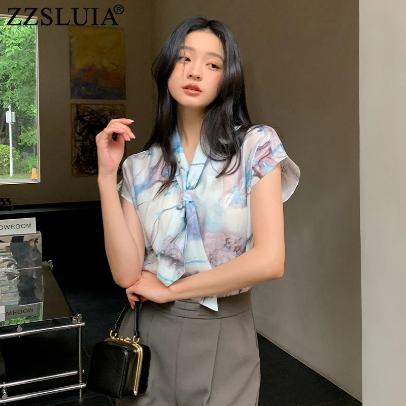 ZZSLUIA Elegant Blouses For Women Printed Lace-up Designer Loose Shirts Fashion Short Sleeve Summer Formal Tops Female Clothing
ZZSLUIA Elegant Blouses For Women Printed Lace-up Designer Loose Shirts Fashion Short Sleeve Summer Formal Tops Female Clothing
