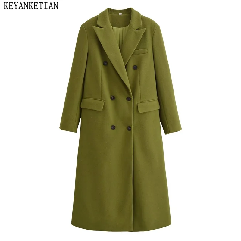 KEYANKETIAN 2024 Winter New Women's Green Wool Coat Classic Fashion Double Breasted Flap Pockets Thick Long Outerwear Greatcoat
KEYANKETIAN 2024 Winter New Women's Green Wool Coat Classic Fashion Double Breasted Flap Pockets Thick Long Outerwear Greatcoat