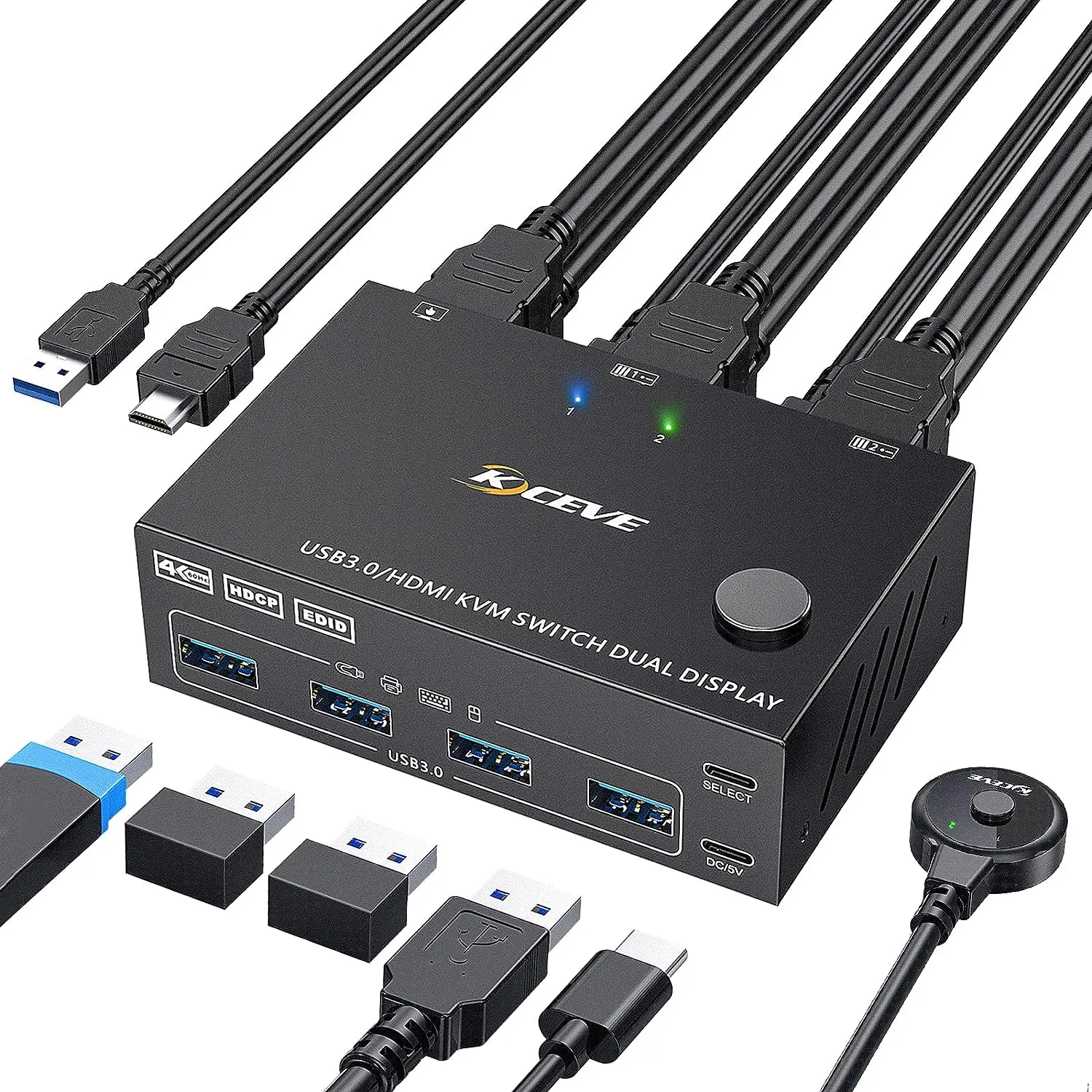 USB 3.0 KVM Switch HDMI Dual Monitor USB HDMI Extended Display Switcher for 2 Computers 2 Monitors and 4 USB 3.0 Ports with Simu
USB 3.0 KVM Switch HDMI Dual Monitor USB HDMI Extended Display Switcher for 2 Computers 2 Monitors and 4 USB 3.0 Ports with Simu