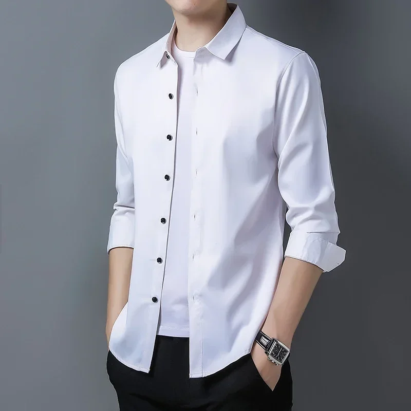 Spring Autumn Men's Turn-down Collar Solid Button Long Sleeve Vacation Shirt Undershirt Fashion Casual Office Lady Formal Tops
Spring Autumn Men's Turn-down Collar Solid Button Long Sleeve Vacation Shirt Undershirt Fashion Casual Office Lady Formal Tops