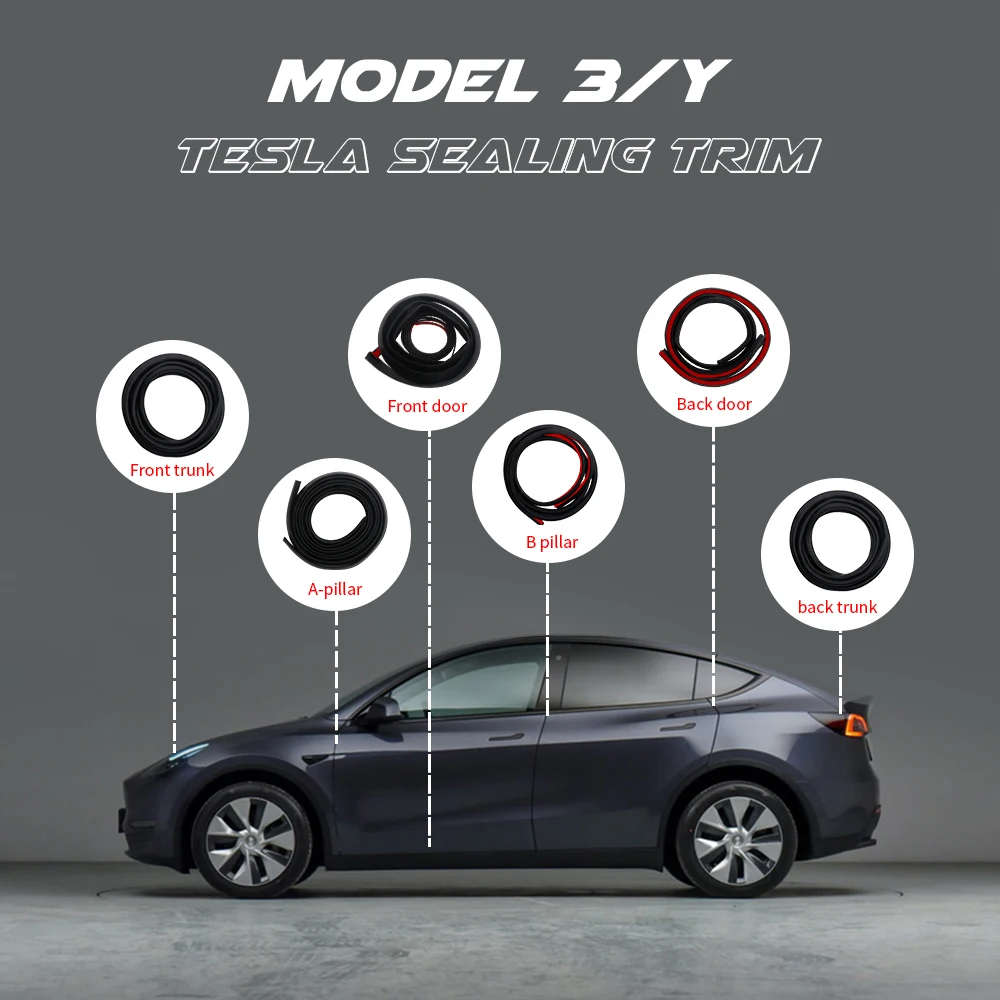 Car Door Seal Strips EPDM Wind Noise Reduction Kit Anti-Dust Soundproofing Auto Rubber Sealings For Tesla Model 3 Y 2017-2022
Car Door Seal Strips EPDM Wind Noise Reduction Kit Anti-Dust Soundproofing Auto Rubber Sealings For Tesla Model 3 Y 2017-2022