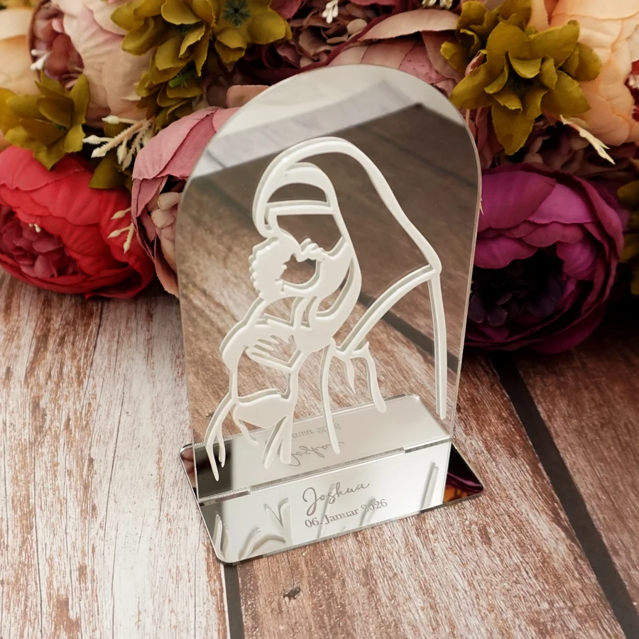Personalized Acrylic Mirror Virgin Mary Desk Top Ornament Custom Text Baptism Gift Christian Prayer Decor 15CM
Personalized Acrylic Mirror Virgin Mary Desk Top Ornament Custom Text Baptism Gift Christian Prayer Decor 15CM