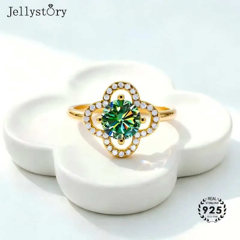 Jellystory S925 Silver 1ct Moissanite Ring Clover High Brilliance Simulated Diamond Ring Valentine Gift Women Luxury Jewelry
Jellystory S925 Silver 1ct Moissanite Ring Clover High Brilliance Simulated Diamond Ring Valentine Gift Women Luxury Jewelry