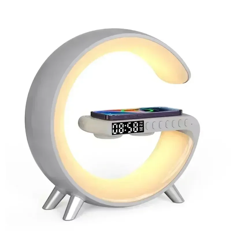 G-Shaped Table Mood Light with Alarm Clock Speaker Smart LED Nightstand Night Light Lamp with Wireless Charger
G-Shaped Table Mood Light with Alarm Clock Speaker Smart LED Nightstand Night Light Lamp with Wireless Charger