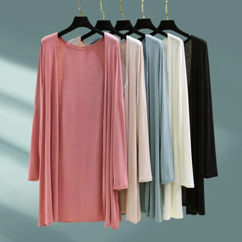 Women's Long Modal Open Cardigan Thin Long Sleeve Summer Outerwear Sun Protection Shawl Air Conditioning Jacket plus Size
Women's Long Modal Open Cardigan Thin Long Sleeve Summer Outerwear Sun Protection Shawl Air Conditioning Jacket plus Size