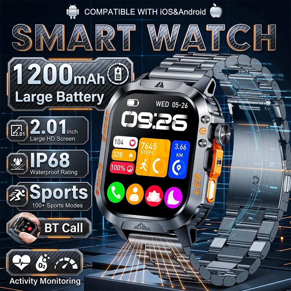 New 2.01HD Large Screen Smart Sports Watch 1200 MAh 100+ Sports Mode Bluetooth Call Blood Pressure Sleep Monitoring Smart Watch
New 2.01HD Large Screen Smart Sports Watch 1200 MAh 100+ Sports Mode Bluetooth Call Blood Pressure Sleep Monitoring Smart Watch
