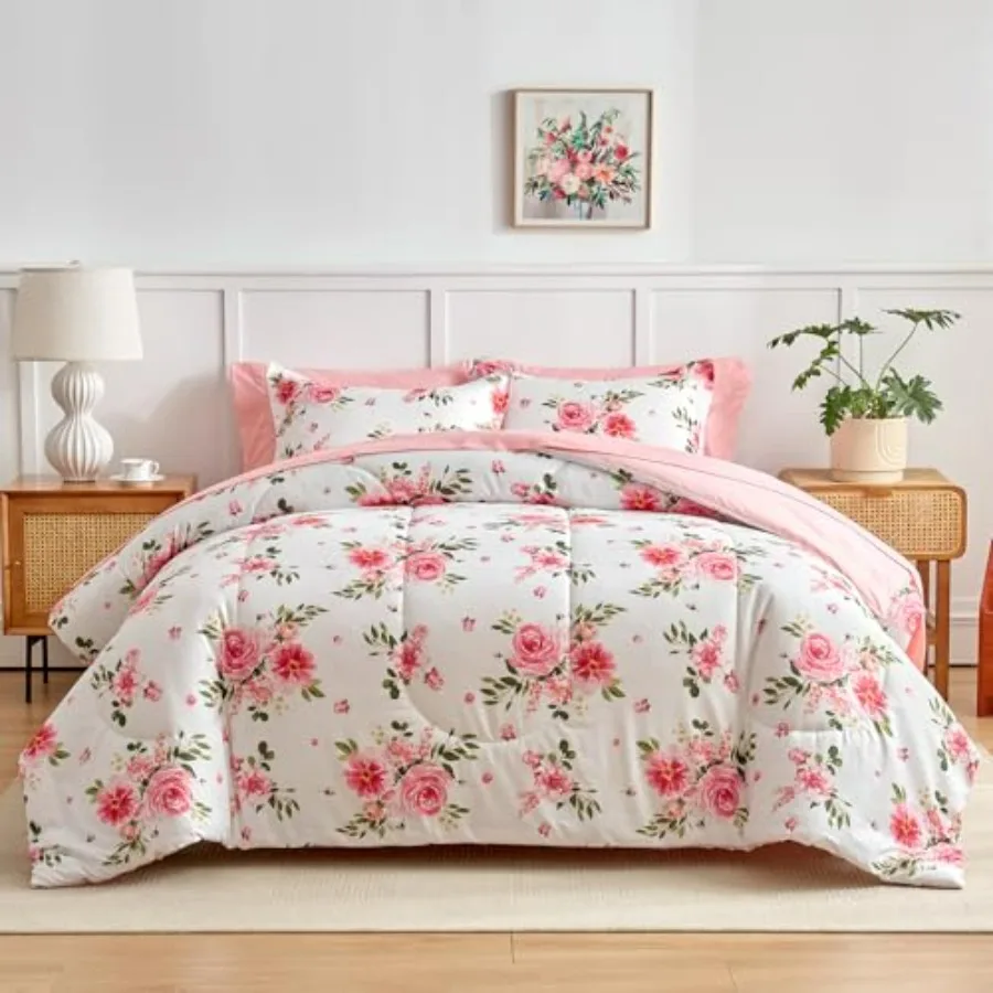 Comforter Sheet Set Bed in a Bag 7 Pieces Queen Size Dark Floral Microfiber Bedding Set 1 Comforter 2 Pillow Shams 1 Flat Sheet
Comforter Sheet Set Bed in a Bag 7 Pieces Queen Size Dark Floral Microfiber Bedding Set 1 Comforter 2 Pillow Shams 1 Flat Sheet