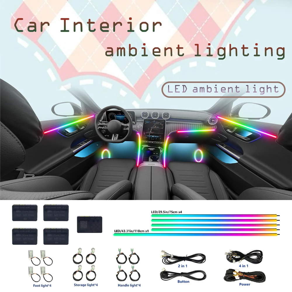 Transform Your Car with APP-Controlled 64 Color RGB Acrylic LED Strip Atmosphere Lights
Transform Your Car with APP-Controlled 64 Color RGB Acrylic LED Strip Atmosphere Lights