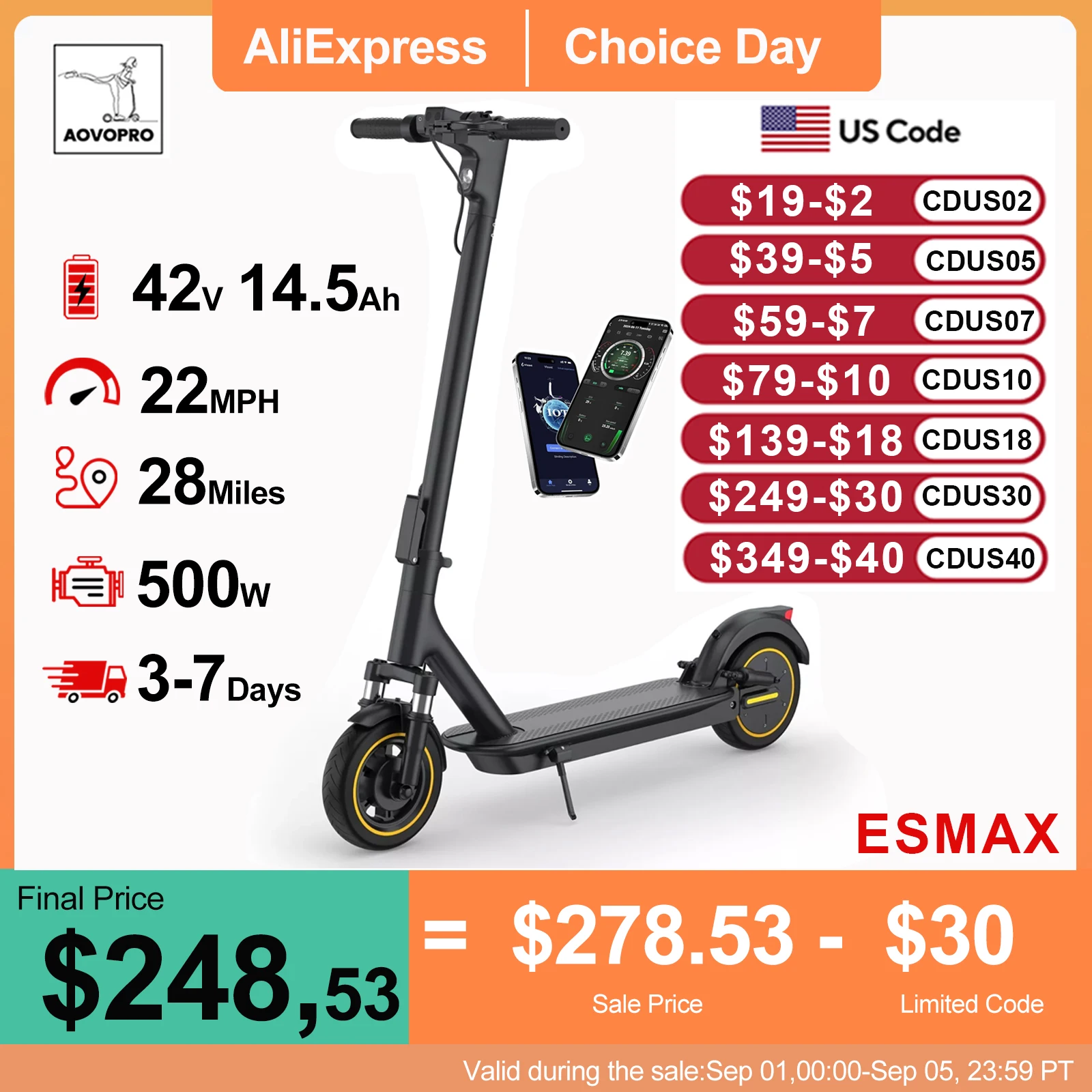 AOVOPRO Новый электрический самокат ESMAX 500 Вт, 35 км/ч, приложение для взрослых, умный скутер, амортизирующий противоскользящий складной электрический самокат
AOVOPRO Новый электрический самокат ESMAX 500 Вт, 35 км/ч, приложение для взрослых, умный скутер, амортизирующий противоскользящий складной электрический самокат