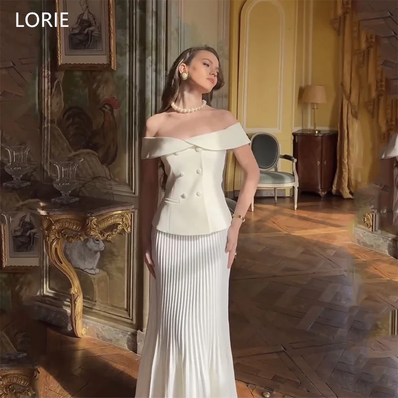 LORIE Suit Satin Wedding Dresses Button Off Shoulder Pleated Sleeveless Bride Prom Gown Ankle-Length Bridal Gown Customized
LORIE Suit Satin Wedding Dresses Button Off Shoulder Pleated Sleeveless Bride Prom Gown Ankle-Length Bridal Gown Customized