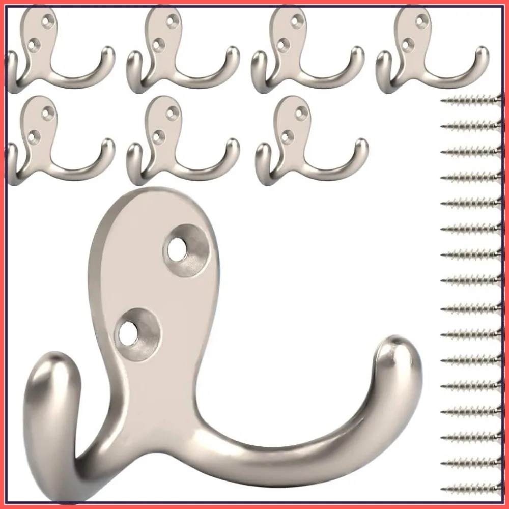 8 Pack Heavy Duty Double Prong Coat Hooks with Screws - Retro Wall Mounted Hooks for Coats, Scarves, Bags, Towels, Keys
8 Pack Heavy Duty Double Prong Coat Hooks with Screws - Retro Wall Mounted Hooks for Coats, Scarves, Bags, Towels, Keys