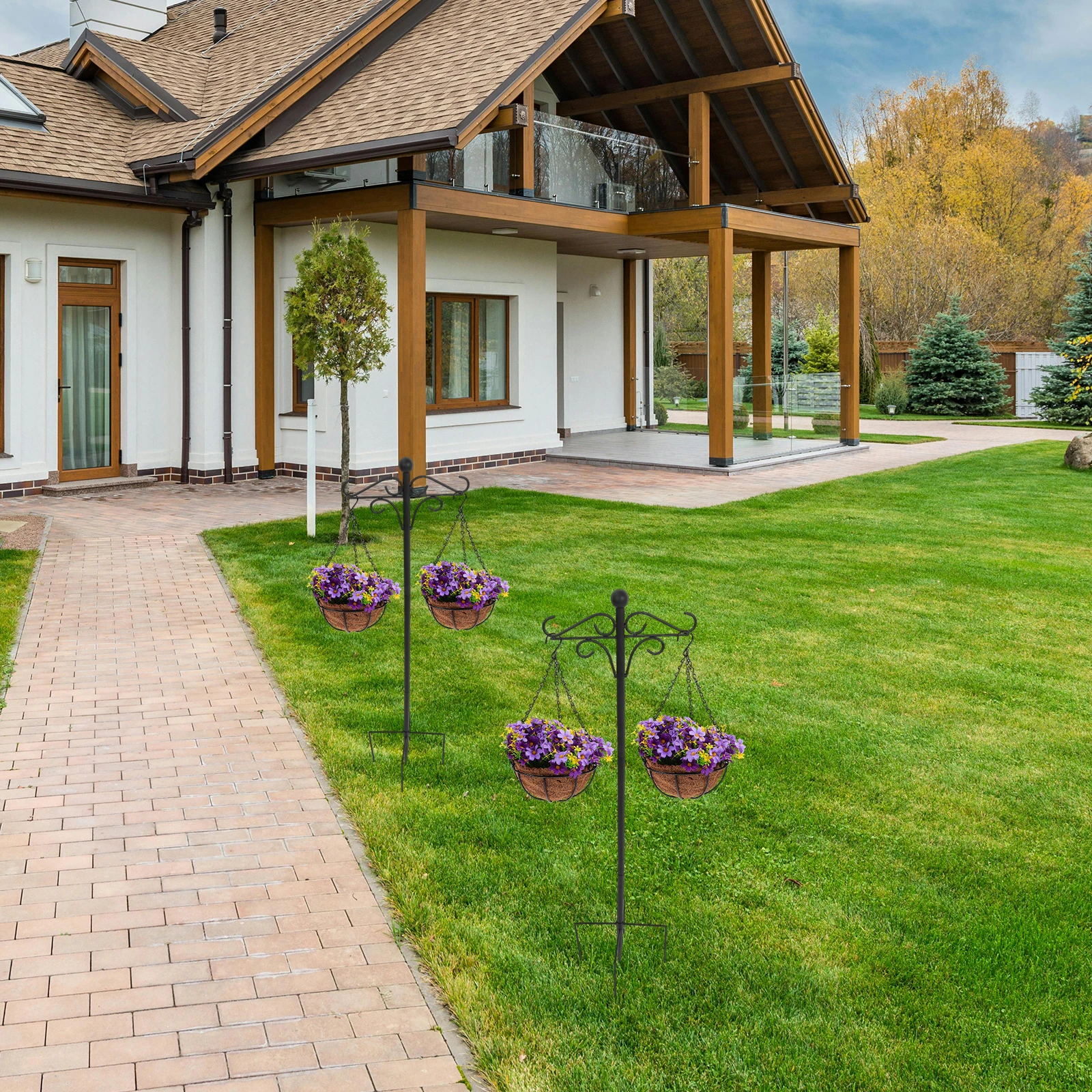 46inch Outdoor Shepherd Hook Metal Garden Double Hanger Black for Bird Feeder Solar Light Lantern Wind Chimes Bird Feeder Stand
46inch Outdoor Shepherd Hook Metal Garden Double Hanger Black for Bird Feeder Solar Light Lantern Wind Chimes Bird Feeder Stand