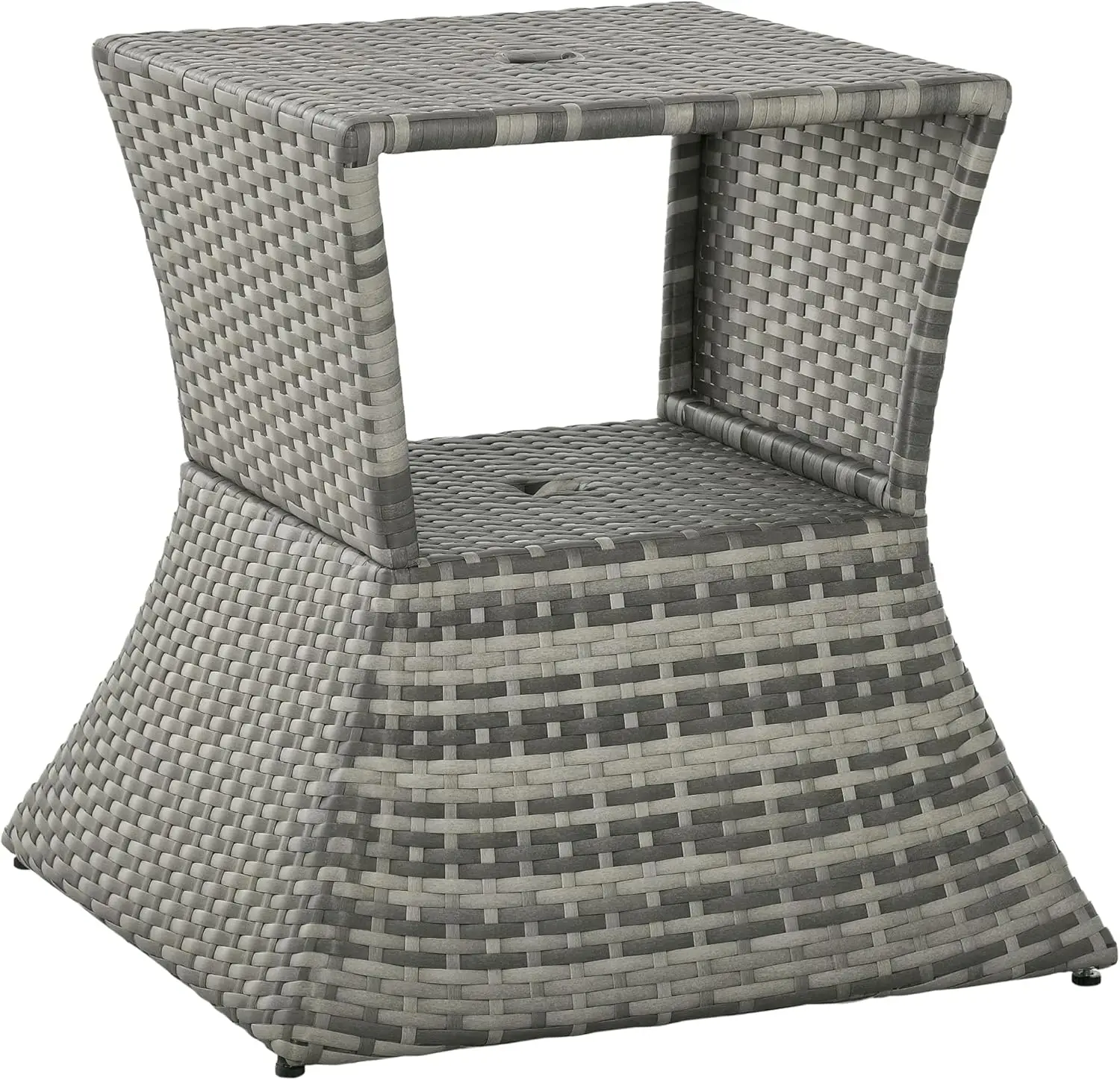 2 Tier Rattan Side Table with Umbrella Hole, Weather Resistant, 65 lbs Capacity, for Patio Garden, Mixed Gray
2 Tier Rattan Side Table with Umbrella Hole, Weather Resistant, 65 lbs Capacity, for Patio Garden, Mixed Gray