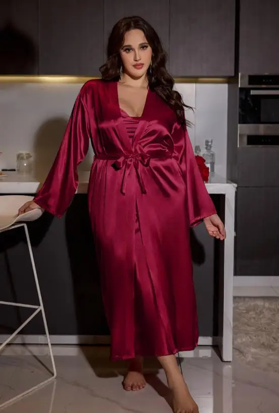Plus Size 4XL 5XL Nighty&robe Set Sexy Bride Long Wedding Bathrobe Dress Spring Summer New Sleepwear Loose Satin Home Wear
Plus Size 4XL 5XL Nighty&robe Set Sexy Bride Long Wedding Bathrobe Dress Spring Summer New Sleepwear Loose Satin Home Wear