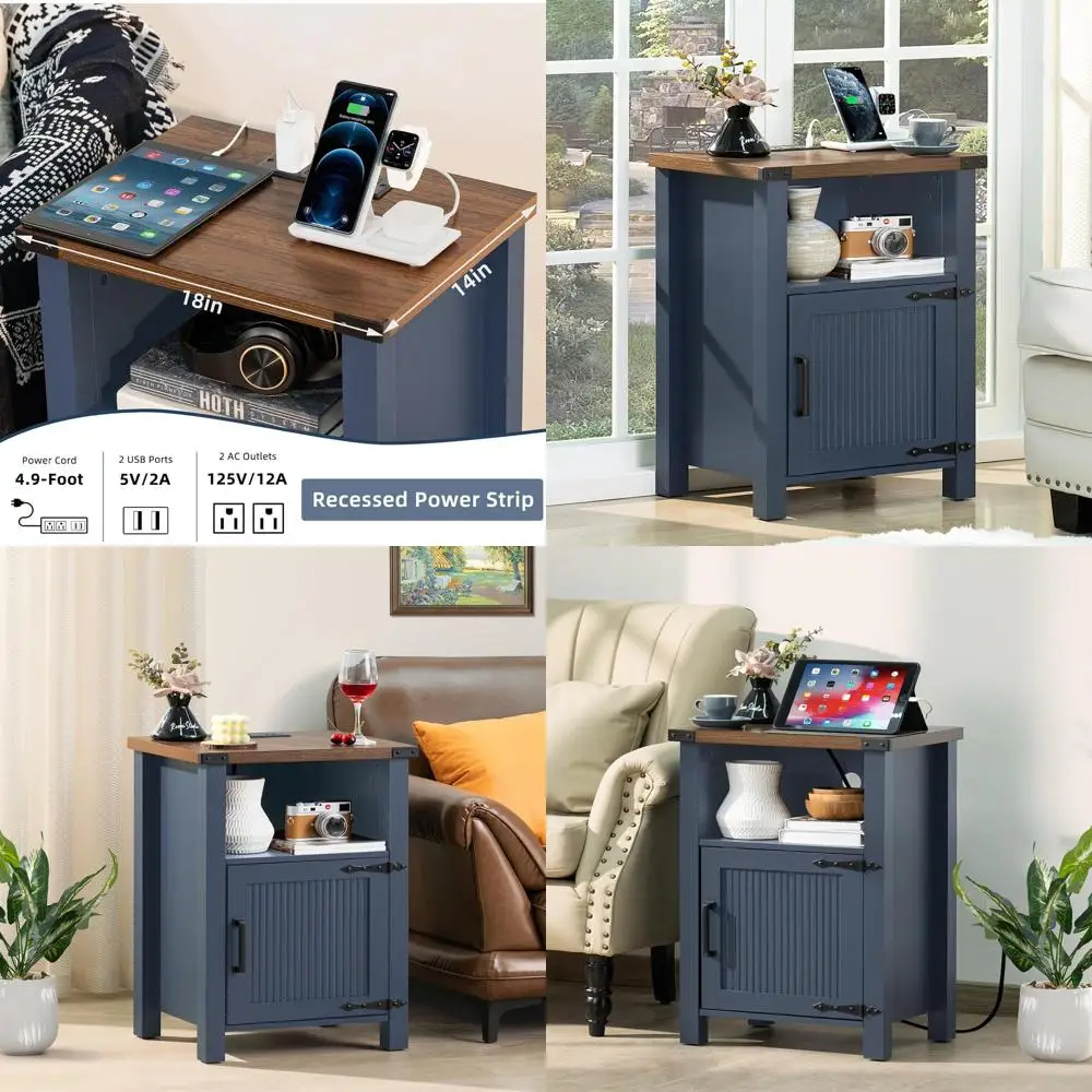 18 Nightstand with Charging Station & USB Port, Storage Shelf, Rustic End Table with Magnetic Door, Wooden Bedside Tables for Be
18 Nightstand with Charging Station & USB Port, Storage Shelf, Rustic End Table with Magnetic Door, Wooden Bedside Tables for Be