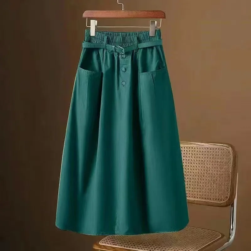 Korean version Summer High waisted Skirt 2025 New Female Solid color Loose Casual Workwear Pocket Half body A-line Skirts
Korean version Summer High waisted Skirt 2025 New Female Solid color Loose Casual Workwear Pocket Half body A-line Skirts