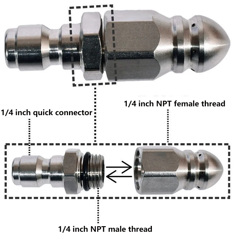 Water Jet High Pressure Sprayer Nozzle Clean Sewer 1/4" Stainless Steel Pressure Washer Quick Plug Drain Hose Nozzle Tool Water
Water Jet High Pressure Sprayer Nozzle Clean Sewer 1/4" Stainless Steel Pressure Washer Quick Plug Drain Hose Nozzle Tool Water